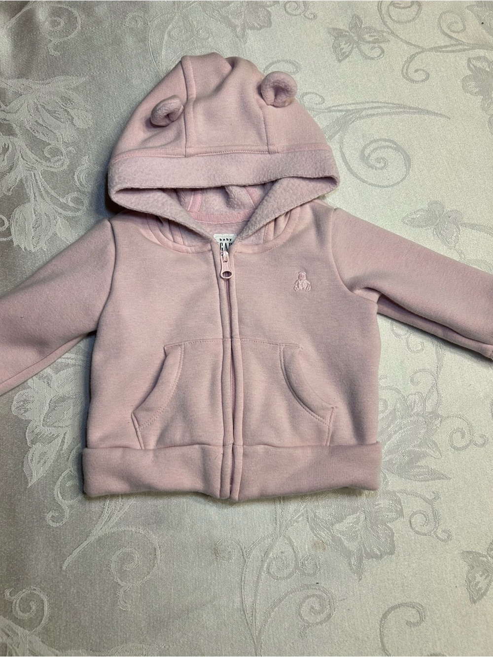 GAP Light Pink Hooded Zip Sweatshirt with Ear Detail - Picture 2 of 4